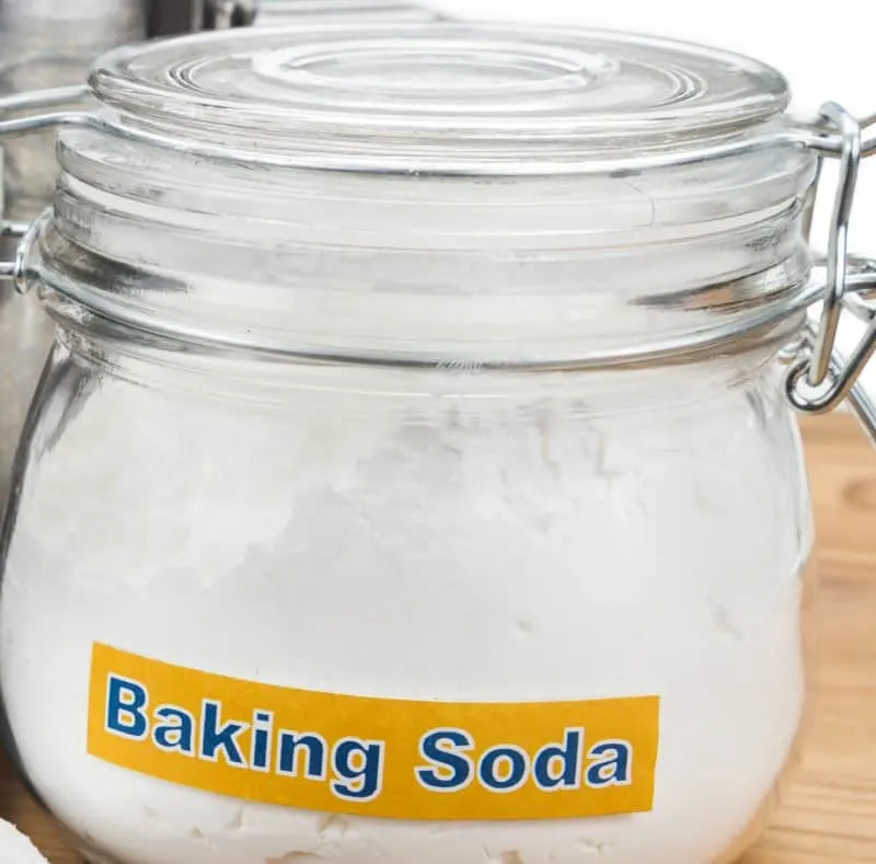 Glass jar with baking soda