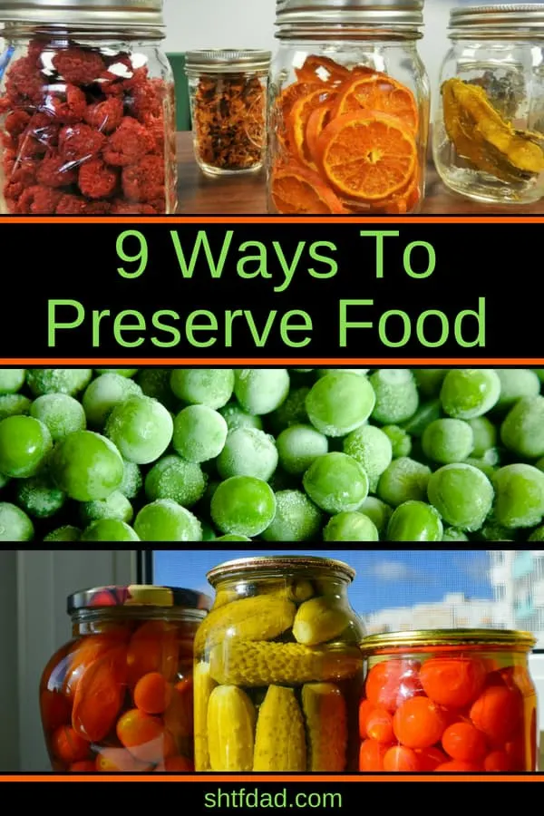 When summer is in fill swing and fruits and vegetables are plentiful, take time to preserve some for later. Here are 9 methods of food preservation you can use to store food: canning, freezing, drying, packing in olive oil, immersing in alcohol, and more. #foodpreservation #canning #freezing #shtf #harvest #preparedness 