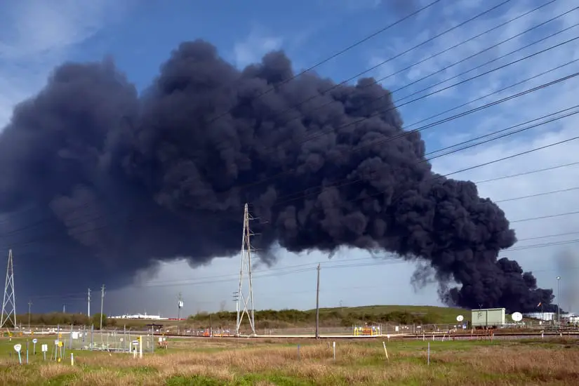 chemical plant on fire