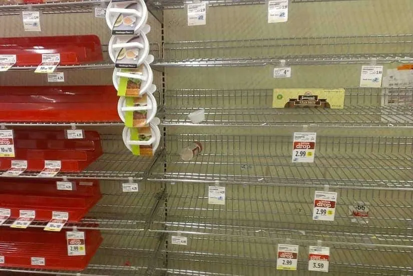 empty shelves in supermarket after EMP attack