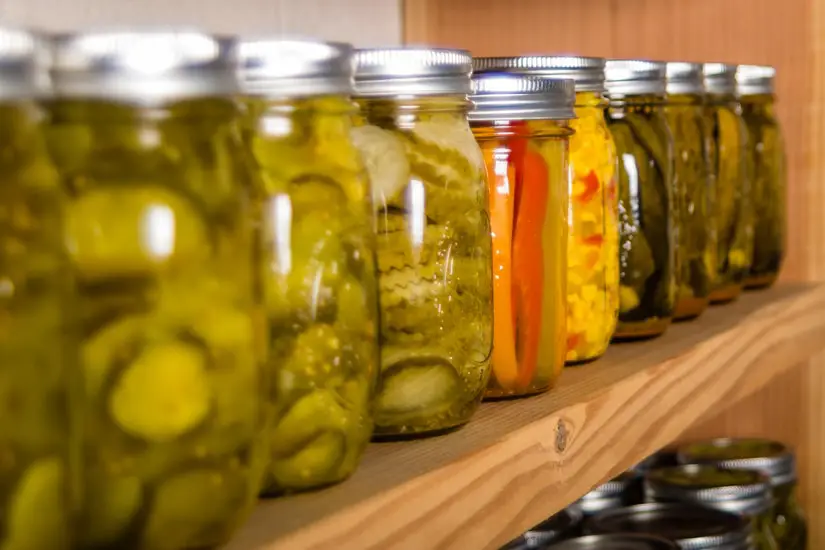 canned goods on storage shelf