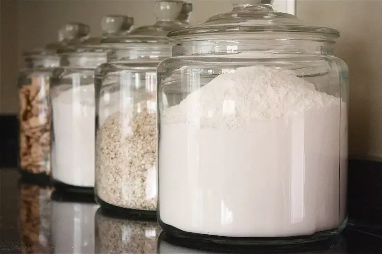 Flour stored in appropriate storage