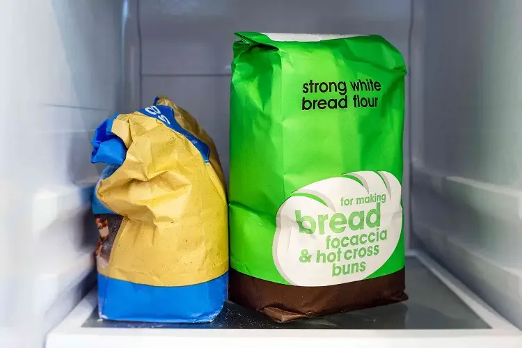 Bags of flour in fridge