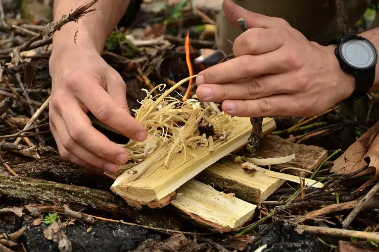 Starting a fire with sticks